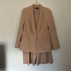 Camel boyfriend fit blazer and wide leg cropped trouser